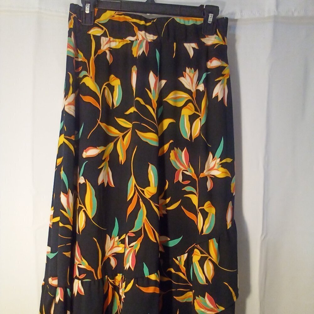 Robert Louis Skirt Women S Elastic Waist Ruffle Floral Bright Colorful